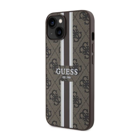 Guess 4G Printed Stripes MagSafe - Etui iPhone 14 Plus (Brązowy) Guess 4G Printed Stripes MagSafe - Etui iPhone 14 Plus (Brązowy)