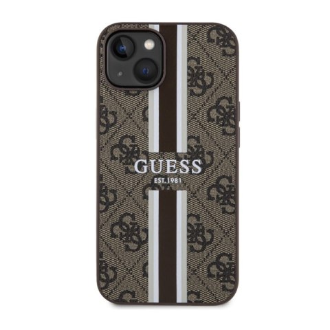 Guess 4G Printed Stripes MagSafe - Etui iPhone 14 Plus (Brązowy) Guess 4G Printed Stripes MagSafe - Etui iPhone 14 Plus (Brązowy)