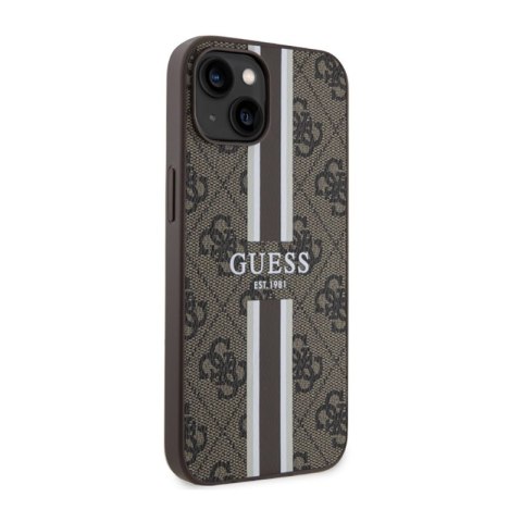 Guess 4G Printed Stripes MagSafe - Etui iPhone 14 Plus (Brązowy) Guess 4G Printed Stripes MagSafe - Etui iPhone 14 Plus (Brązowy)