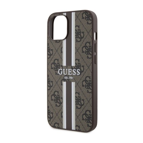 Guess 4G Printed Stripes MagSafe - Etui iPhone 14 Plus (Brązowy) Guess 4G Printed Stripes MagSafe - Etui iPhone 14 Plus (Brązowy)
