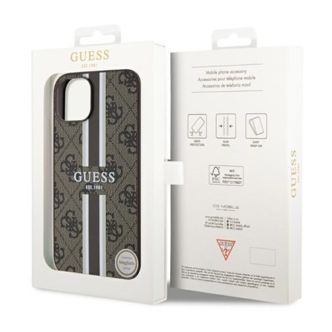 Guess 4G Printed Stripes MagSafe - Etui iPhone 14 Plus (Brązowy) Guess 4G Printed Stripes MagSafe - Etui iPhone 14 Plus (Brązowy)