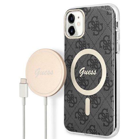 Guess Bundle Pack MagSafe 4G - Zestaw etui + ładowarka MagSafe iPhone 11 (czarny/złoty) Guess Bundle Pack MagSafe 4G - Zestaw etui + ładowarka MagSafe iPhone 11 (czarny/złoty)