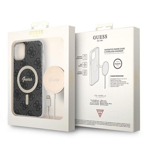 Guess Bundle Pack MagSafe 4G - Zestaw etui + ładowarka MagSafe iPhone 11 (czarny/złoty) Guess Bundle Pack MagSafe 4G - Zestaw etui + ładowarka MagSafe iPhone 11 (czarny/złoty)