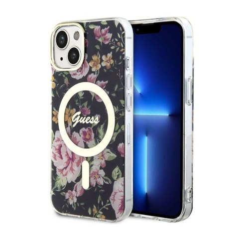 Guess Flower MagSafe - Etui iPhone 14 (Czarny) Guess Flower MagSafe - Etui iPhone 14 (Czarny)