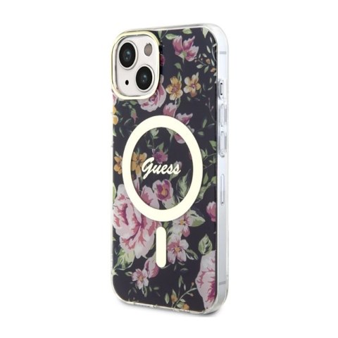 Guess Flower MagSafe - Etui iPhone 14 (Czarny) Guess Flower MagSafe - Etui iPhone 14 (Czarny)