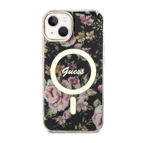 Guess Flower MagSafe - Etui iPhone 14 (Czarny) Guess Flower MagSafe - Etui iPhone 14 (Czarny)