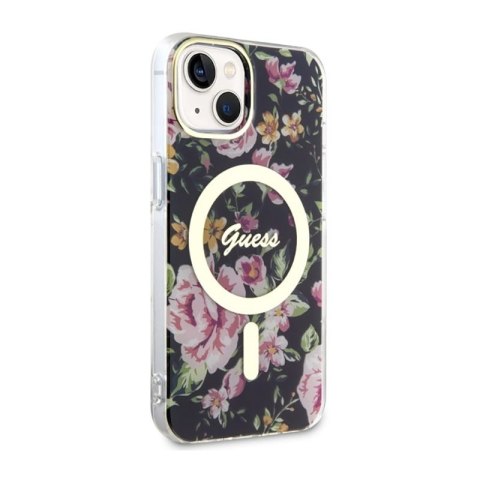 Guess Flower MagSafe - Etui iPhone 14 (Czarny) Guess Flower MagSafe - Etui iPhone 14 (Czarny)