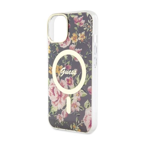 Guess Flower MagSafe - Etui iPhone 14 (Czarny) Guess Flower MagSafe - Etui iPhone 14 (Czarny)