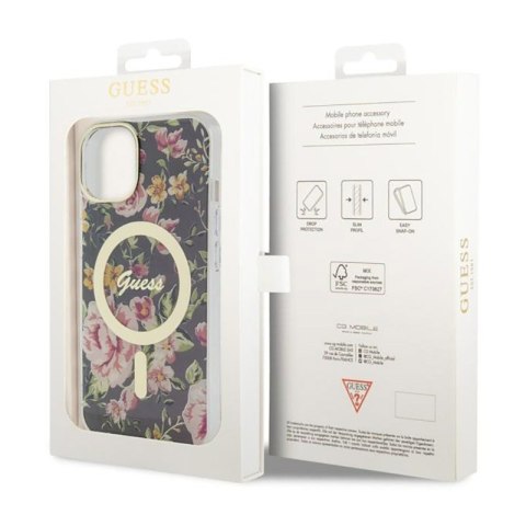 Guess Flower MagSafe - Etui iPhone 14 (Czarny) Guess Flower MagSafe - Etui iPhone 14 (Czarny)