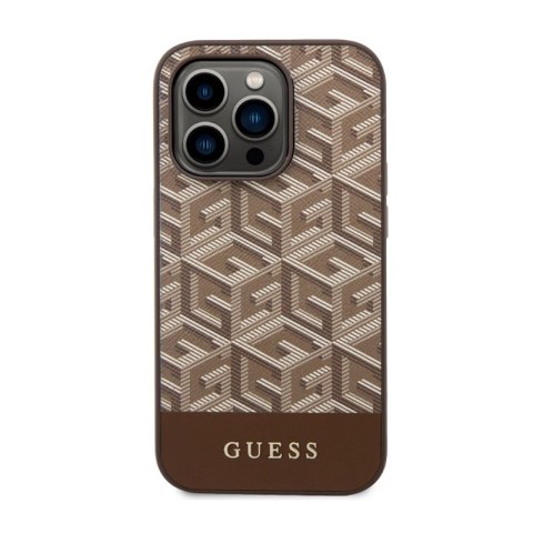 Guess GCube Stripes MagSafe - Etui iPhone 14 Pro Max (Brązowy) Guess GCube Stripes MagSafe - Etui iPhone 14 Pro Max (Brązowy)