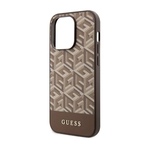Guess GCube Stripes MagSafe - Etui iPhone 14 Pro Max (Brązowy) Guess GCube Stripes MagSafe - Etui iPhone 14 Pro Max (Brązowy)