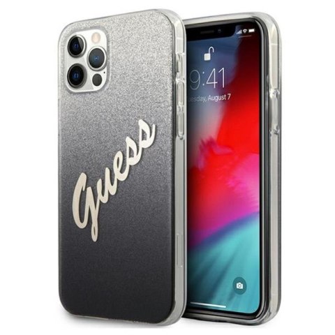 Guess Glitter Gradient Script - Etui iPhone 12 / iPhone 12 Pro (czarny) Guess Glitter Gradient Script - Etui iPhone 12 / iPhone 12 Pro (czarny)