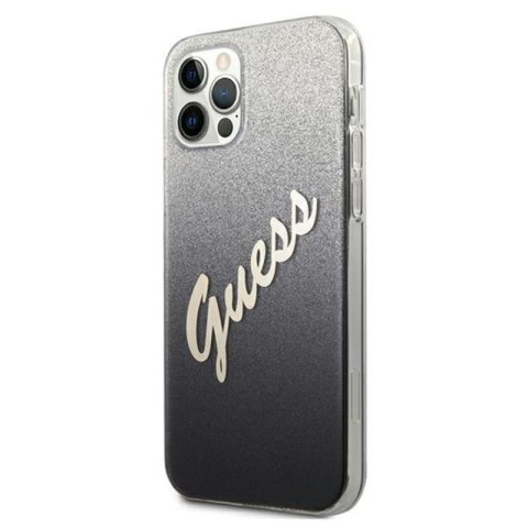 Guess Glitter Gradient Script - Etui iPhone 12 / iPhone 12 Pro (czarny) Guess Glitter Gradient Script - Etui iPhone 12 / iPhone 12 Pro (czarny)