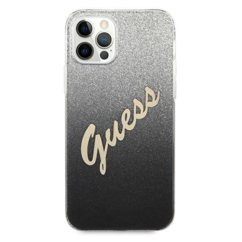 Guess Glitter Gradient Script - Etui iPhone 12 / iPhone 12 Pro (czarny) Guess Glitter Gradient Script - Etui iPhone 12 / iPhone 12 Pro (czarny)