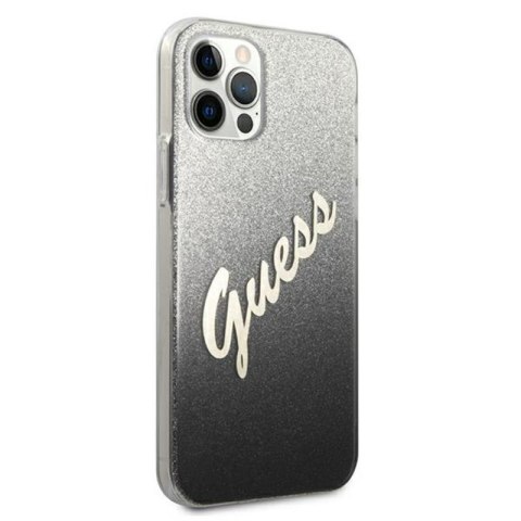 Guess Glitter Gradient Script - Etui iPhone 12 / iPhone 12 Pro (czarny) Guess Glitter Gradient Script - Etui iPhone 12 / iPhone 12 Pro (czarny)