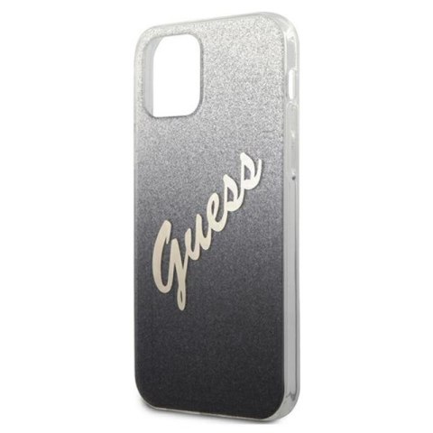 Guess Glitter Gradient Script - Etui iPhone 12 / iPhone 12 Pro (czarny) Guess Glitter Gradient Script - Etui iPhone 12 / iPhone 12 Pro (czarny)