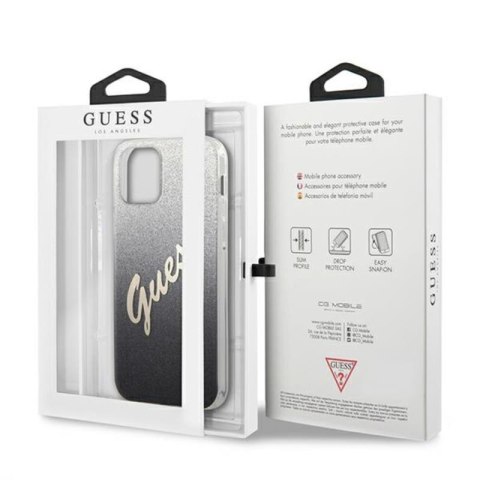 Guess Glitter Gradient Script - Etui iPhone 12 / iPhone 12 Pro (czarny) Guess Glitter Gradient Script - Etui iPhone 12 / iPhone 12 Pro (czarny)