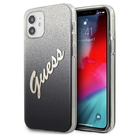 Guess Glitter Gradient Script - Etui iPhone 12 mini (czarny) Guess Glitter Gradient Script - Etui iPhone 12 mini (czarny)