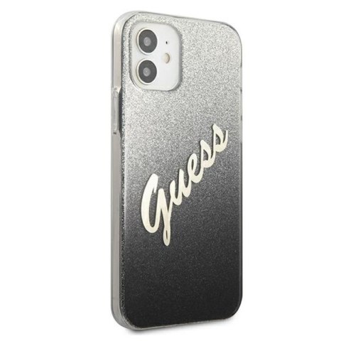 Guess Glitter Gradient Script - Etui iPhone 12 mini (czarny) Guess Glitter Gradient Script - Etui iPhone 12 mini (czarny)