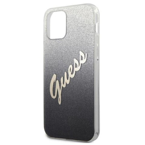 Guess Glitter Gradient Script - Etui iPhone 12 mini (czarny) Guess Glitter Gradient Script - Etui iPhone 12 mini (czarny)