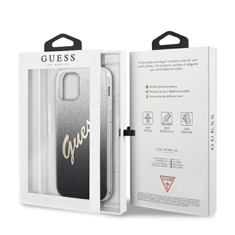 Guess Glitter Gradient Script - Etui iPhone 12 mini (czarny) Guess Glitter Gradient Script - Etui iPhone 12 mini (czarny)