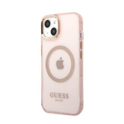 Guess Gold Outline Translucent MagSafe - Etui iPhone 13 (różowy) Guess Gold Outline Translucent MagSafe - Etui iPhone 13 (różowy)