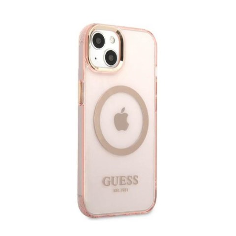 Guess Gold Outline Translucent MagSafe - Etui iPhone 13 (różowy) Guess Gold Outline Translucent MagSafe - Etui iPhone 13 (różowy)