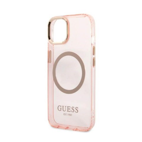 Guess Gold Outline Translucent MagSafe - Etui iPhone 13 (różowy) Guess Gold Outline Translucent MagSafe - Etui iPhone 13 (różowy)