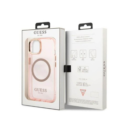 Guess Gold Outline Translucent MagSafe - Etui iPhone 13 (różowy) Guess Gold Outline Translucent MagSafe - Etui iPhone 13 (różowy)