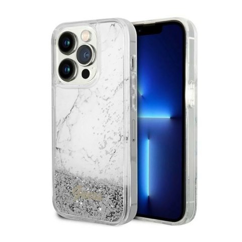 Guess Liquid Glitter Marble - Etui iPhone 14 Pro Max (Biały) Guess Liquid Glitter Marble - Etui iPhone 14 Pro Max (Biały)