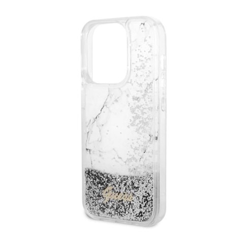Guess Liquid Glitter Marble - Etui iPhone 14 Pro Max (Biały) Guess Liquid Glitter Marble - Etui iPhone 14 Pro Max (Biały)