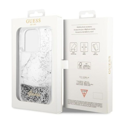 Guess Liquid Glitter Marble - Etui iPhone 14 Pro Max (Biały) Guess Liquid Glitter Marble - Etui iPhone 14 Pro Max (Biały)