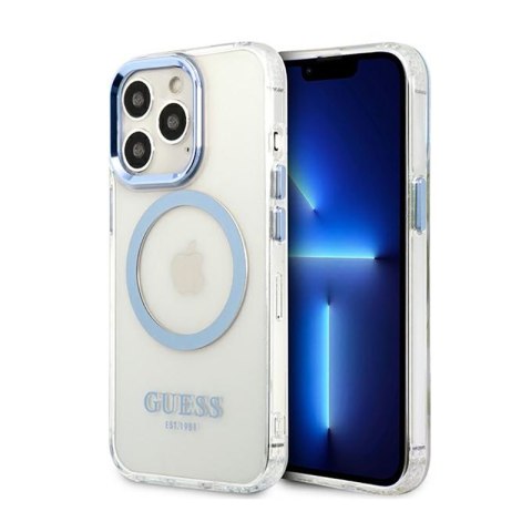 Guess Metal Outline Magsafe - Etui iPhone 13 Pro (przezroczysty / niebieski) Guess Metal Outline Magsafe - Etui iPhone 13 Pro (przezroczysty / niebieski)