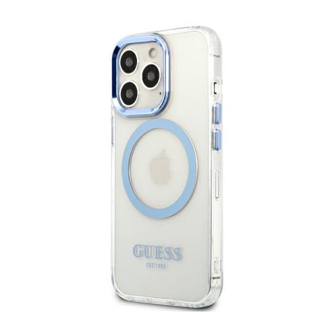 Guess Metal Outline Magsafe - Etui iPhone 13 Pro (przezroczysty / niebieski) Guess Metal Outline Magsafe - Etui iPhone 13 Pro (przezroczysty / niebieski)