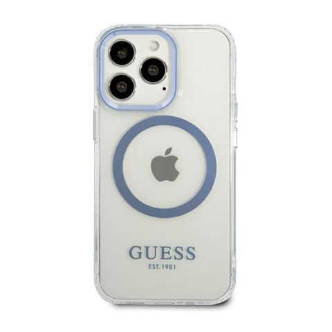 Guess Metal Outline Magsafe - Etui iPhone 13 Pro (przezroczysty / niebieski) Guess Metal Outline Magsafe - Etui iPhone 13 Pro (przezroczysty / niebieski)