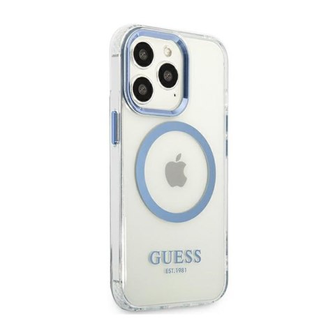 Guess Metal Outline Magsafe - Etui iPhone 13 Pro (przezroczysty / niebieski) Guess Metal Outline Magsafe - Etui iPhone 13 Pro (przezroczysty / niebieski)
