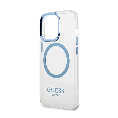 Guess Metal Outline Magsafe - Etui iPhone 13 Pro (przezroczysty / niebieski) Guess Metal Outline Magsafe - Etui iPhone 13 Pro (przezroczysty / niebieski)
