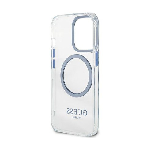 Guess Metal Outline Magsafe - Etui iPhone 13 Pro (przezroczysty / niebieski) Guess Metal Outline Magsafe - Etui iPhone 13 Pro (przezroczysty / niebieski)