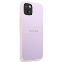 Guess Saffiano Hot Stamp & Metal Logo - Etui iPhone 13 mini (liliowy)