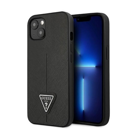 Guess Saffiano Triangle Logo Case - Etui iPhone 14 Plus (czarny) Guess Saffiano Triangle Logo Case - Etui iPhone 14 Plus (czarny)