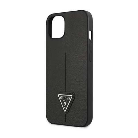 Guess Saffiano Triangle Logo Case - Etui iPhone 14 Plus (czarny) Guess Saffiano Triangle Logo Case - Etui iPhone 14 Plus (czarny)