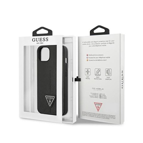 Guess Saffiano Triangle Logo Case - Etui iPhone 14 Plus (czarny) Guess Saffiano Triangle Logo Case - Etui iPhone 14 Plus (czarny)