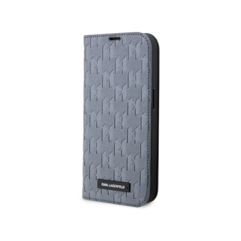 Karl Lagerfeld Booktype Saffiano Monogram - Etui iPhone 14 (Srebrny) Karl Lagerfeld Booktype Saffiano Monogram - Etui iPhone 14 (Srebrny)