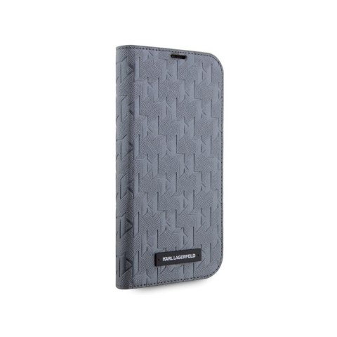 Karl Lagerfeld Booktype Saffiano Monogram - Etui iPhone 14 (Srebrny) Karl Lagerfeld Booktype Saffiano Monogram - Etui iPhone 14 (Srebrny)
