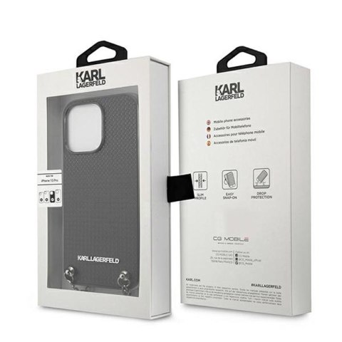 Karl Lagerfeld Leather Textured and Chain - Etui iPhone 13 Pro Max (czarny) Karl Lagerfeld Leather Textured and Chain - Etui iPhone 13 Pro Max (czarny)