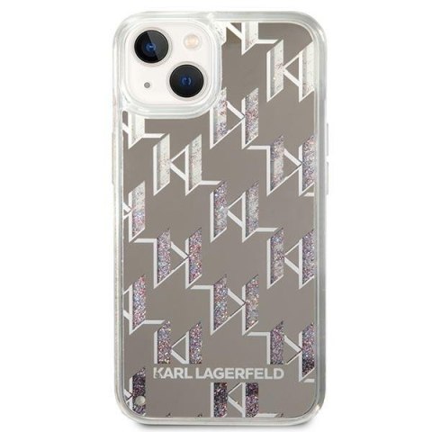 Karl Lagerfeld Monogram Liquid Glitter - Etui iPhone 14 Plus (srebrny) Karl Lagerfeld Monogram Liquid Glitter - Etui iPhone 14 Plus (srebrny)
