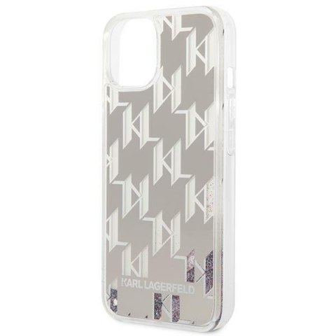 Karl Lagerfeld Monogram Liquid Glitter - Etui iPhone 14 Plus (srebrny) Karl Lagerfeld Monogram Liquid Glitter - Etui iPhone 14 Plus (srebrny)