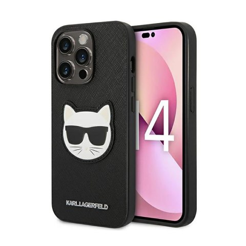 Karl Lagerfeld Saffiano Choupette Head Patch Case - Etui iPhone 14 Pro Max (czarny) Karl Lagerfeld Saffiano Choupette Head Patch Case - Etui iPhone 14 Pro Max (czarny)
