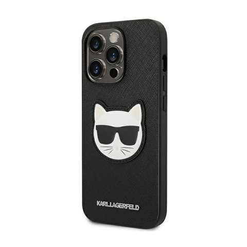 Karl Lagerfeld Saffiano Choupette Head Patch Case - Etui iPhone 14 Pro Max (czarny) Karl Lagerfeld Saffiano Choupette Head Patch Case - Etui iPhone 14 Pro Max (czarny)
