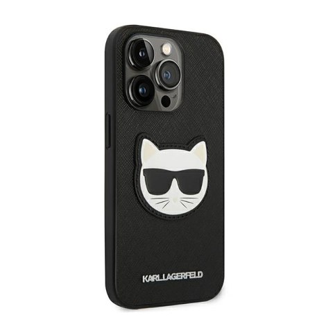 Karl Lagerfeld Saffiano Choupette Head Patch Case - Etui iPhone 14 Pro Max (czarny) Karl Lagerfeld Saffiano Choupette Head Patch Case - Etui iPhone 14 Pro Max (czarny)